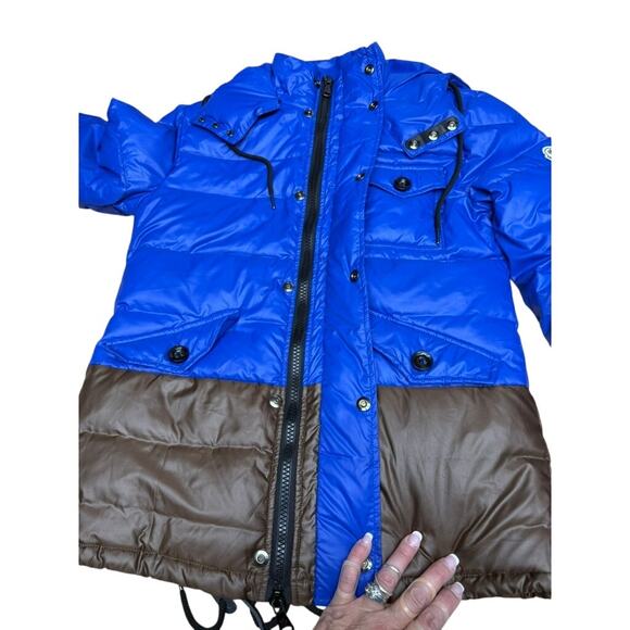 "MONCLER" GRENOBLE Puffer Coat SZ 2 90% Down 10% Feather Brown/Black Hooded - Picture 9 of 16